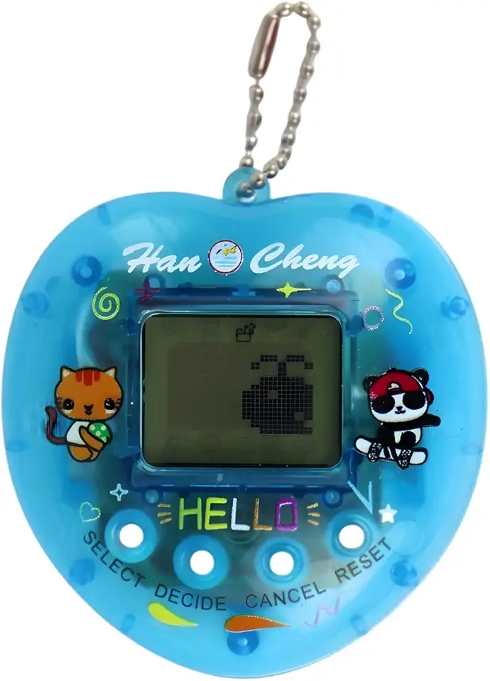 Bichinho Virtual Eletrônico Infantil com Cordão - Pet Digital Portátil Jogo Retrô Anos 90 para Crianças 3+ Anos - 168 em 1 - Azul