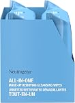 Neutrogena Maquillage tout-en-un Enlèvement des Wipes nettoyantes - Serviettes nettoyantes délicates Supprimer maquillage & Mascara imperméable - Formule à base de plantes sans alcool pour une zone oculaire sensible - Valeur de l'emballage jumelé, 50 Nombre