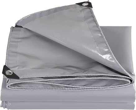 Tarpaulin 1x1.5m 2x2m 3x3m 3x4m 4x5m 4x6m Waterproof Heavy Duty Tarp Sheet Cover for Deck Porch Patio Canopy or Outdoor Camping, Double-Sided Waterproofing PVC Tarps, Grey9.8ftx13.1ft