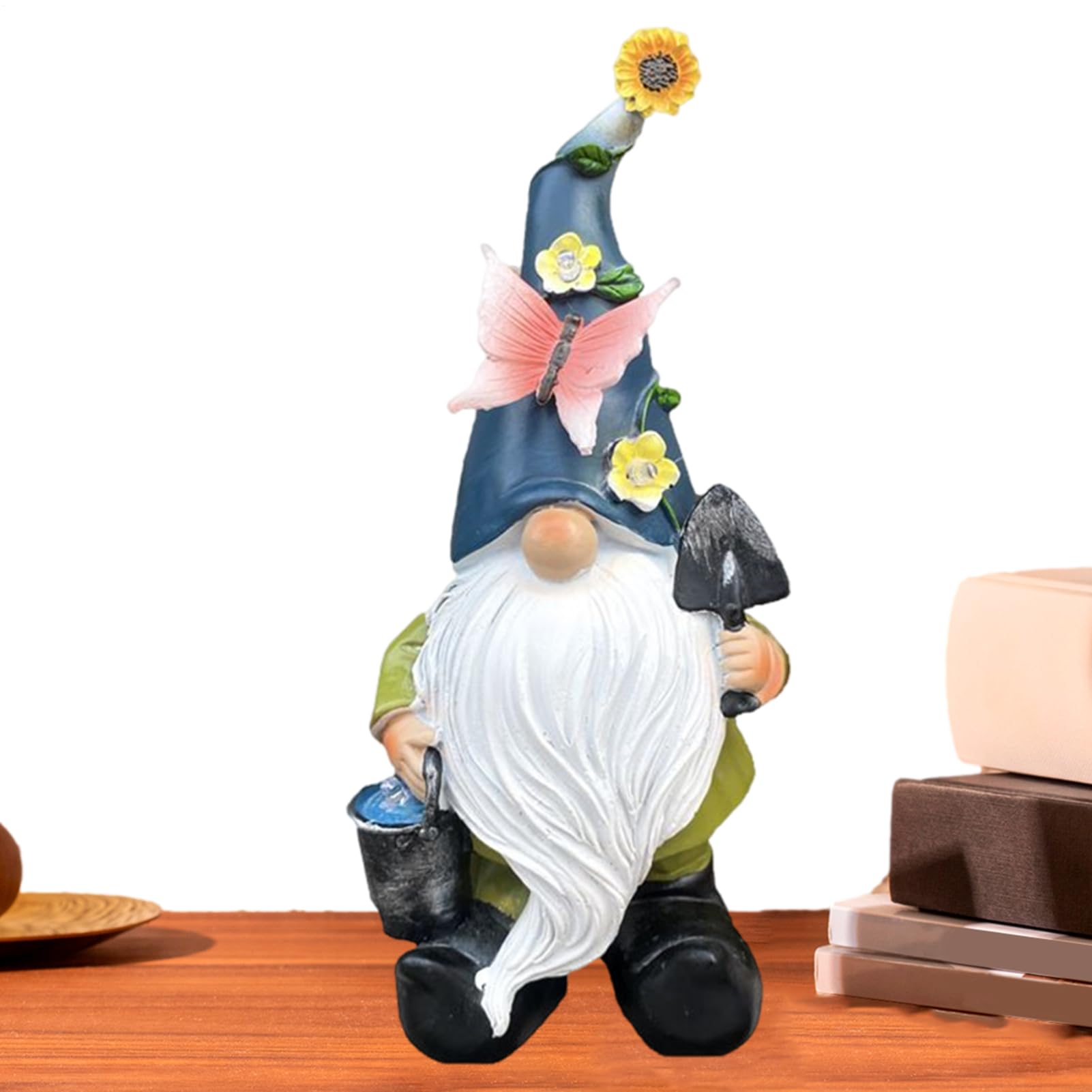 Statua gnomu - zabawna kora na zewnątrz, rzeźby karłowate ze światłem LED, uroczy trawnik, podwórko, patio, podwórko, odporny na warunki atmosferyczne materiał żywiczny, ornament krajobrazowy p