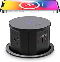 Vista 7 de Jgstkcity Toma de corriente desplegable para encimera con cargador inalámbrico de 15 W, puerto USB, salida empotrada con orificio de 4.7 pulgadas