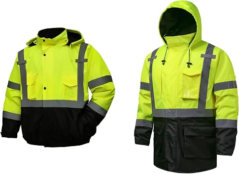 Reflective jacket,High visibility jackets for men&women,Waterproof Hi Vis Parka,Safety jacket safety jacket for menLarge