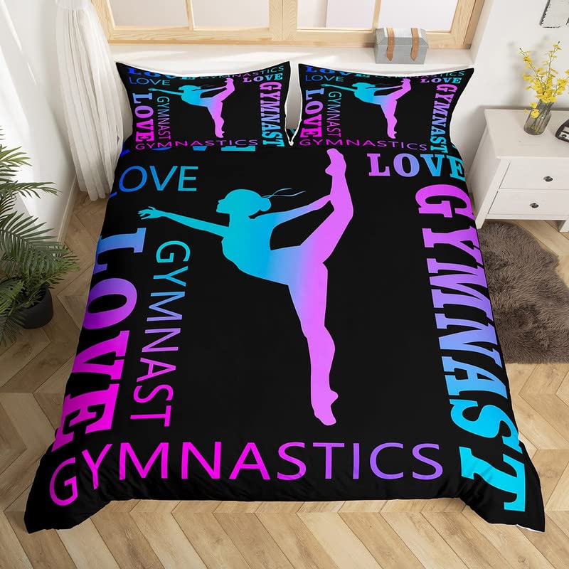 Parure de lit gym 2 pièces avec housse de couette 140x200 bleu et violet pour lit simple