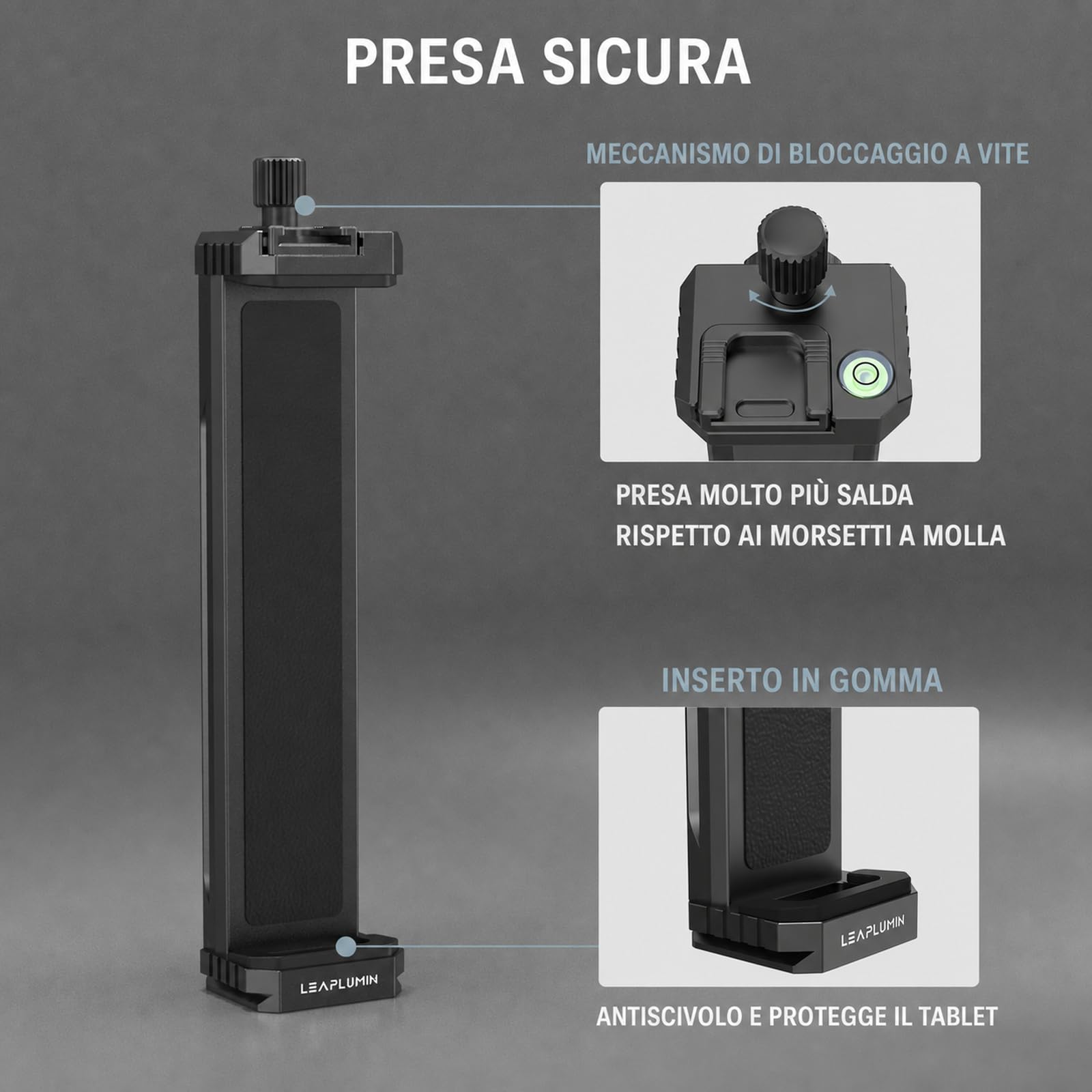 Supporto treppiede per tablet in alluminio con scarpa fredda, supporto treppiede per iPad Pro 12,9, supporto verticale e orizzontale, supporto universale per tablet compatibile con la