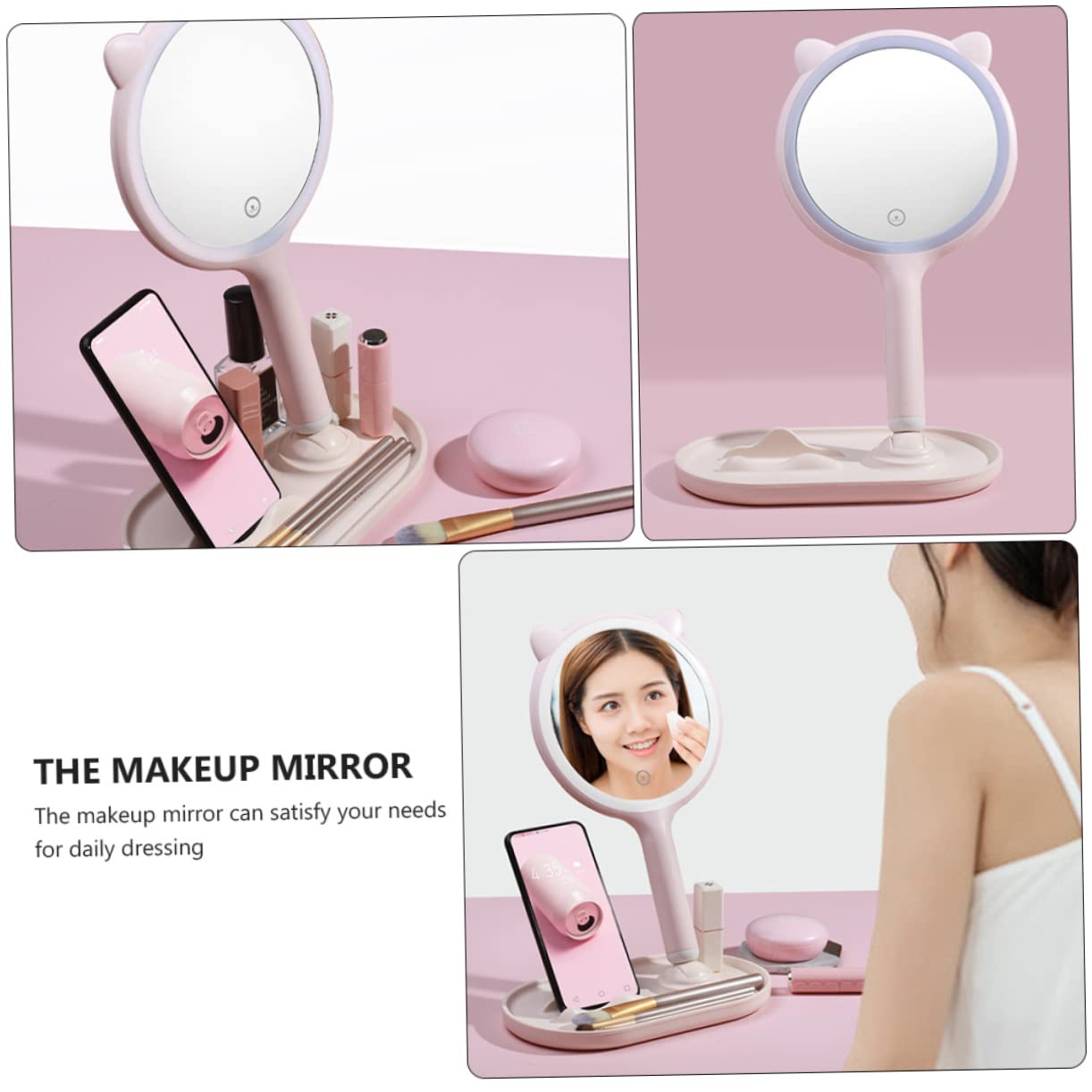 Healvian Specchio Trucco LED Touch, Doppio Lato ad Alta Definizione, Ricarica USB 1200 Mah, Portatile da Tavolo per Trucco Quotidiano