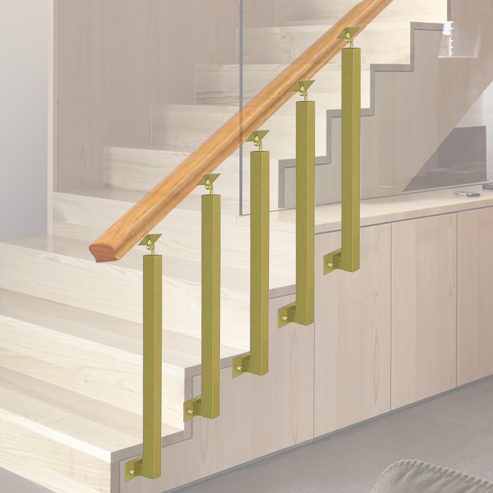 Balustres d'escalier en métal design premium noir et finition or hauteur 105 cm