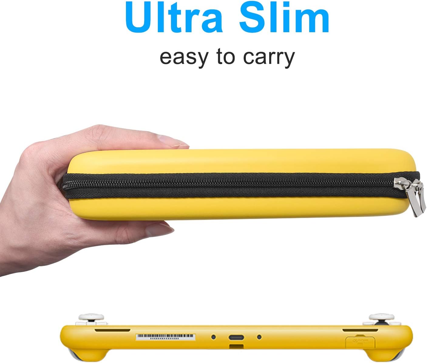 Klipdasse Accessories Kit Compatible with Switch Lite, Bundle with Carrying Case, TPU Protective Cover, Screen Protector and Thumb Grips, Yellow (Not for Regular Switch)