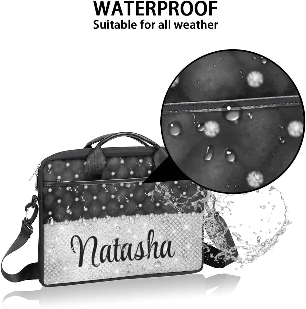 Personalized Laptop Bag Case Briefcases Shoulder Bag for Women, Custom Computer Cases for Laptops Hot Pink Flower