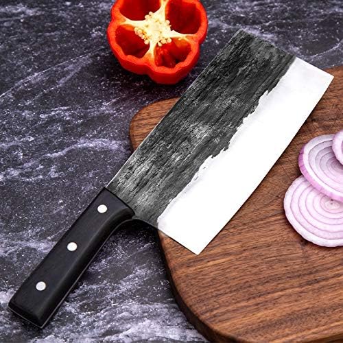 DAXXIN Meat Cleaver,Cleaver Knife, Handmade Forged Kitchen Santoku Knife Carbon Steel Forged Chinese Knife Meat Cleaver Chopper Kitchen Knives