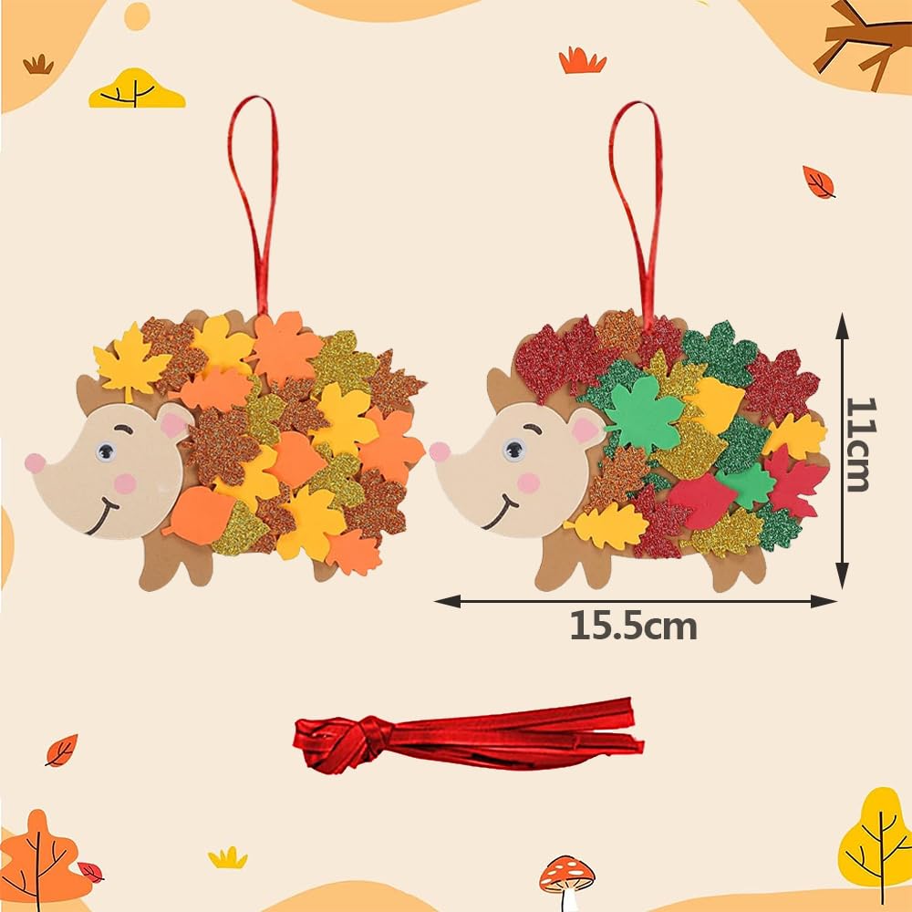 Dcsfadq Igel Bastelset Für Kinder - 12 Stück Herbst Deko Mit Glitzer Blättern