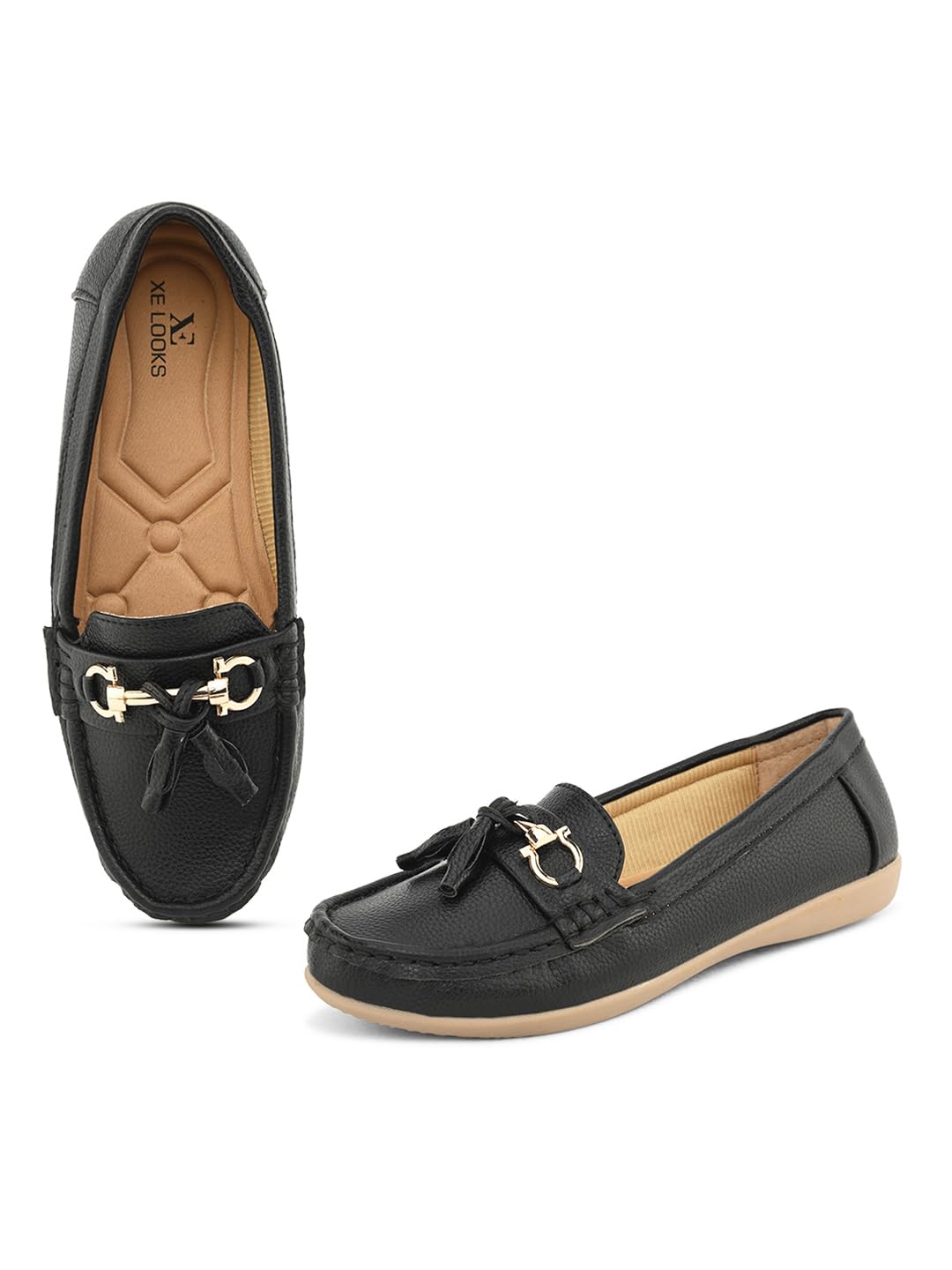 XE Looks Womens Smart Chain Loafer Ballet & Moccasins for Women & Girls Footwear Black (B0CNLYDTRX) Amazon Price History, Amazon Price Tracker
