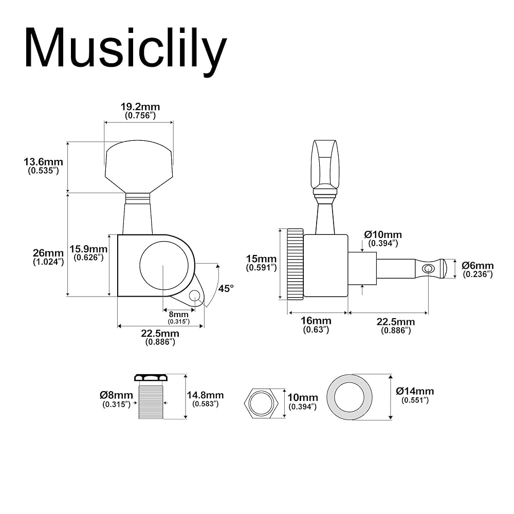 Amazon.com: Musiclily Pro 6 inline Locking String Tuning