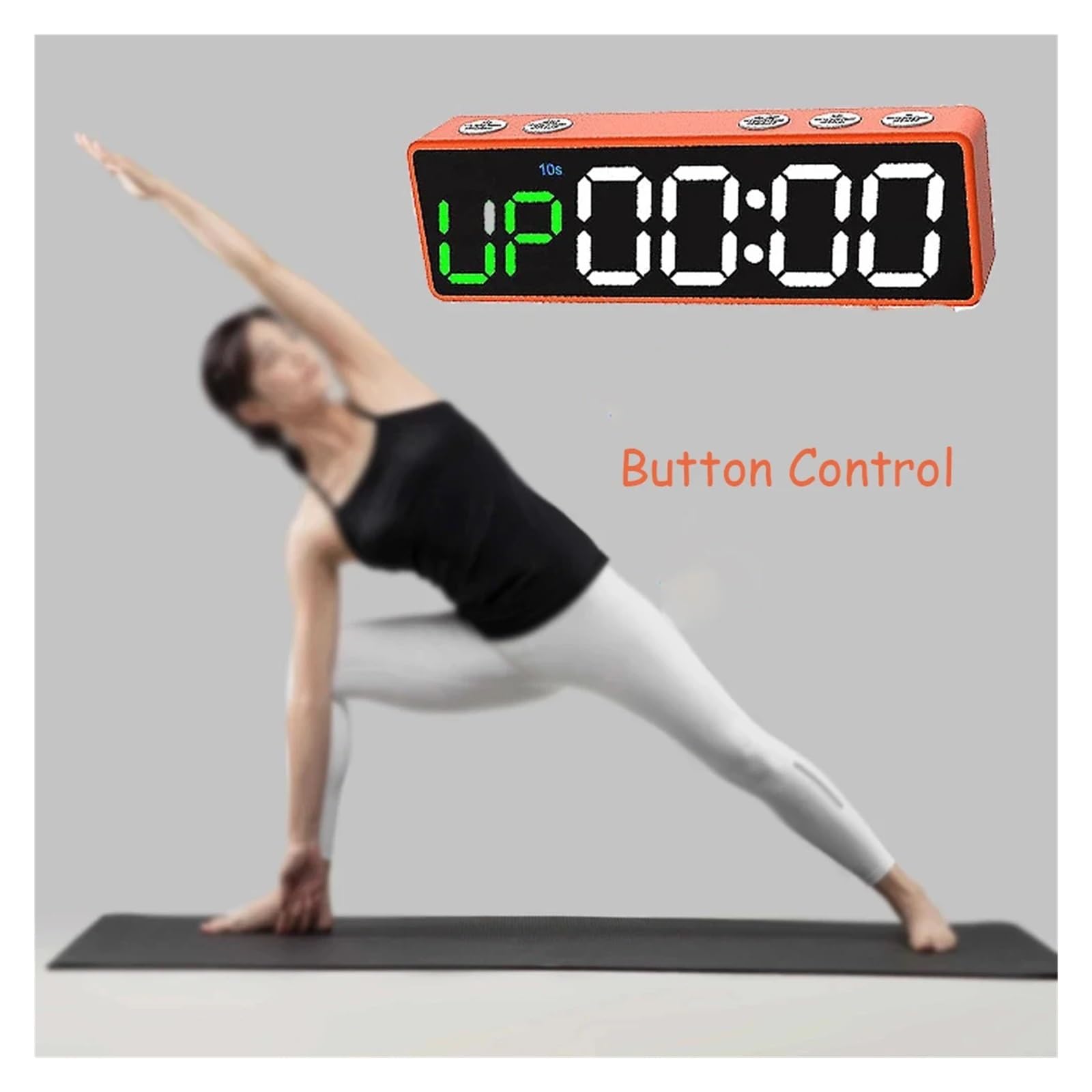 Timer palestra, Orologio con timer a intervalli da tavolo mini pulsante in un unico pezzo, programmabile for palestra magnete for sala dal vivo(RBQ20mini-O)