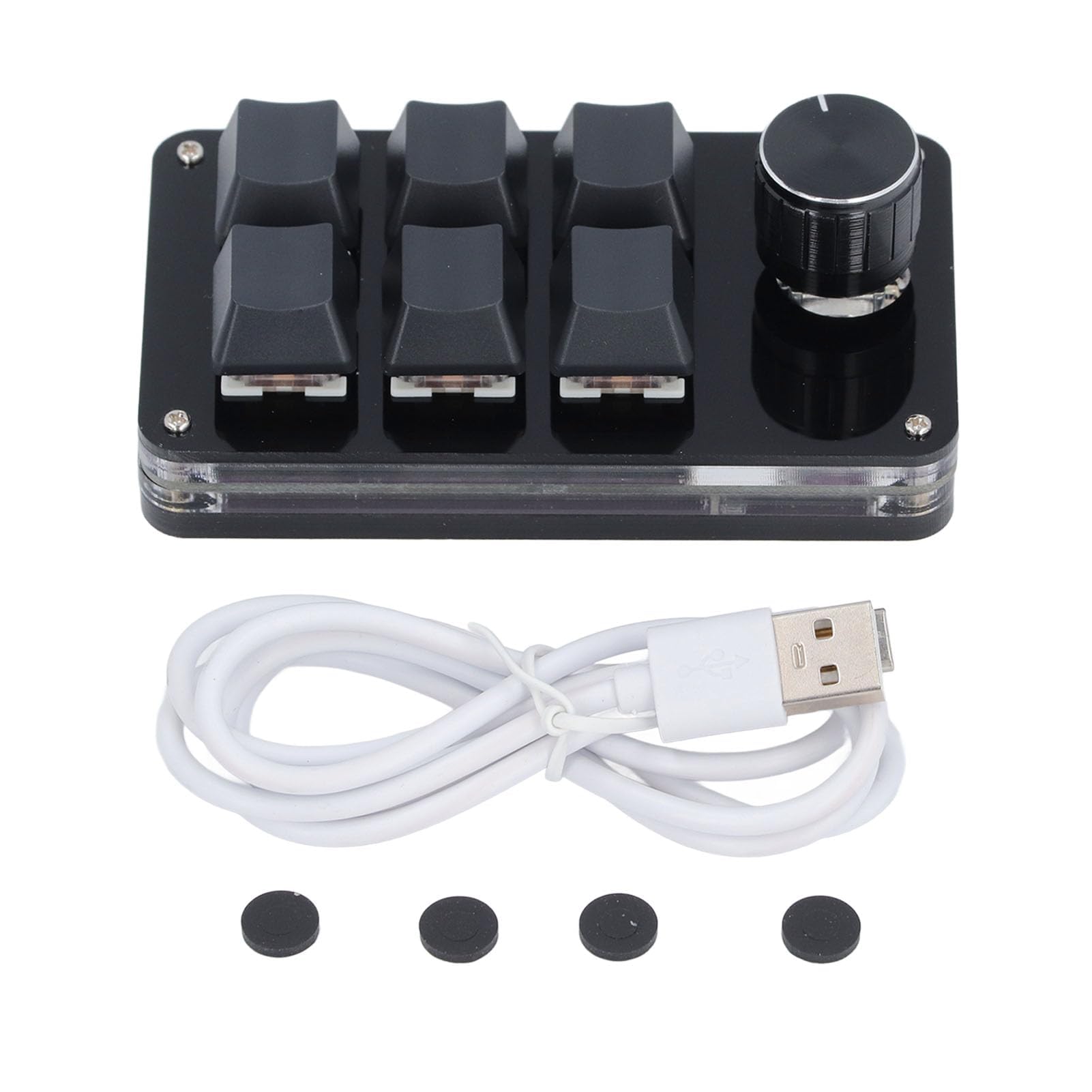 Walfront Mini clavier de jeu mécanique macro USB à une main - 6 touches - 1 bouton de programmation macro pour ordinateurs portables