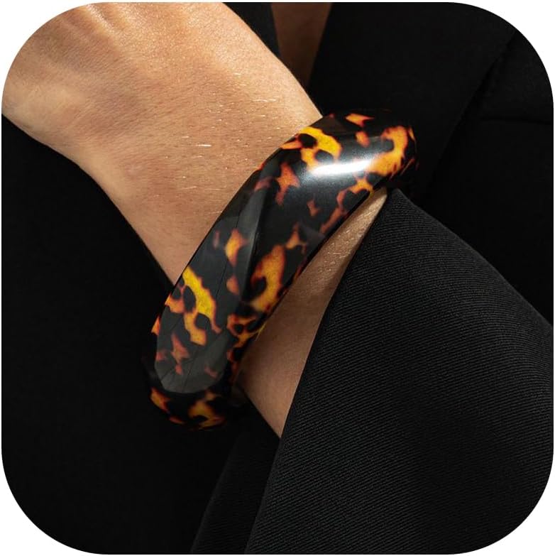 72ore Leopard Bracelet for Women Statement Bangle Chunky Acrylic Resin Jewelry Leopard Print Accessories Gifts for Women