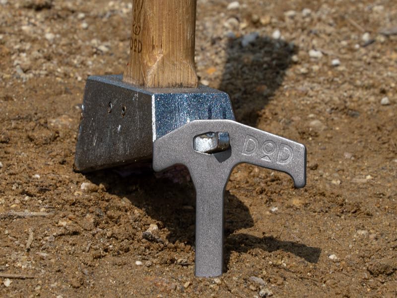 DOD Shakeen Peg Set (L) - 8 Pack Heavy Duty 11-Inch Forged Steel Tent Stakes - Durable Ground Anchors for Tents and Tarps - Silver/Black