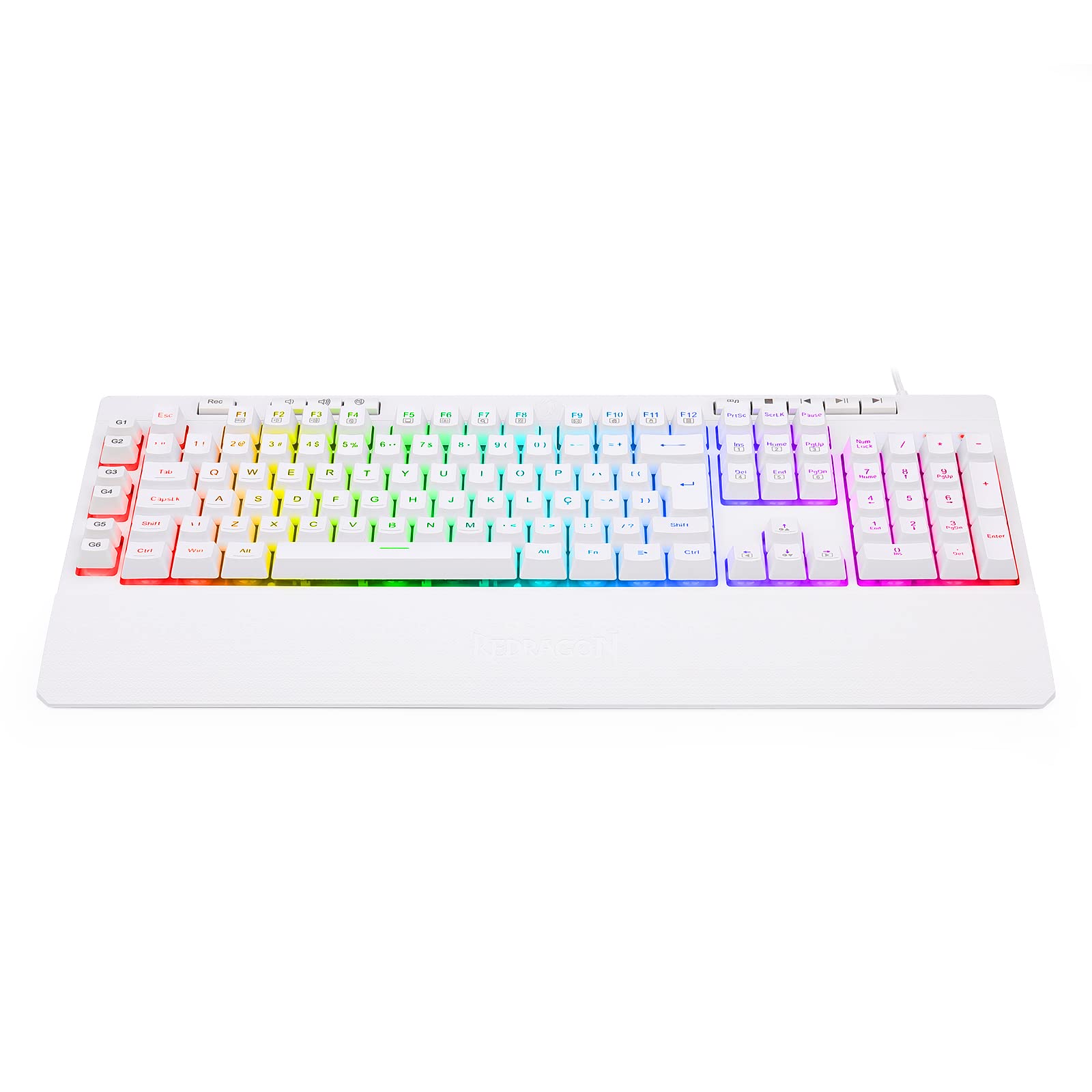 Redragon K512 Shiva White, RED-K512W-RGB, retroiluminación RGB Multicolor, Teclado de Membrana