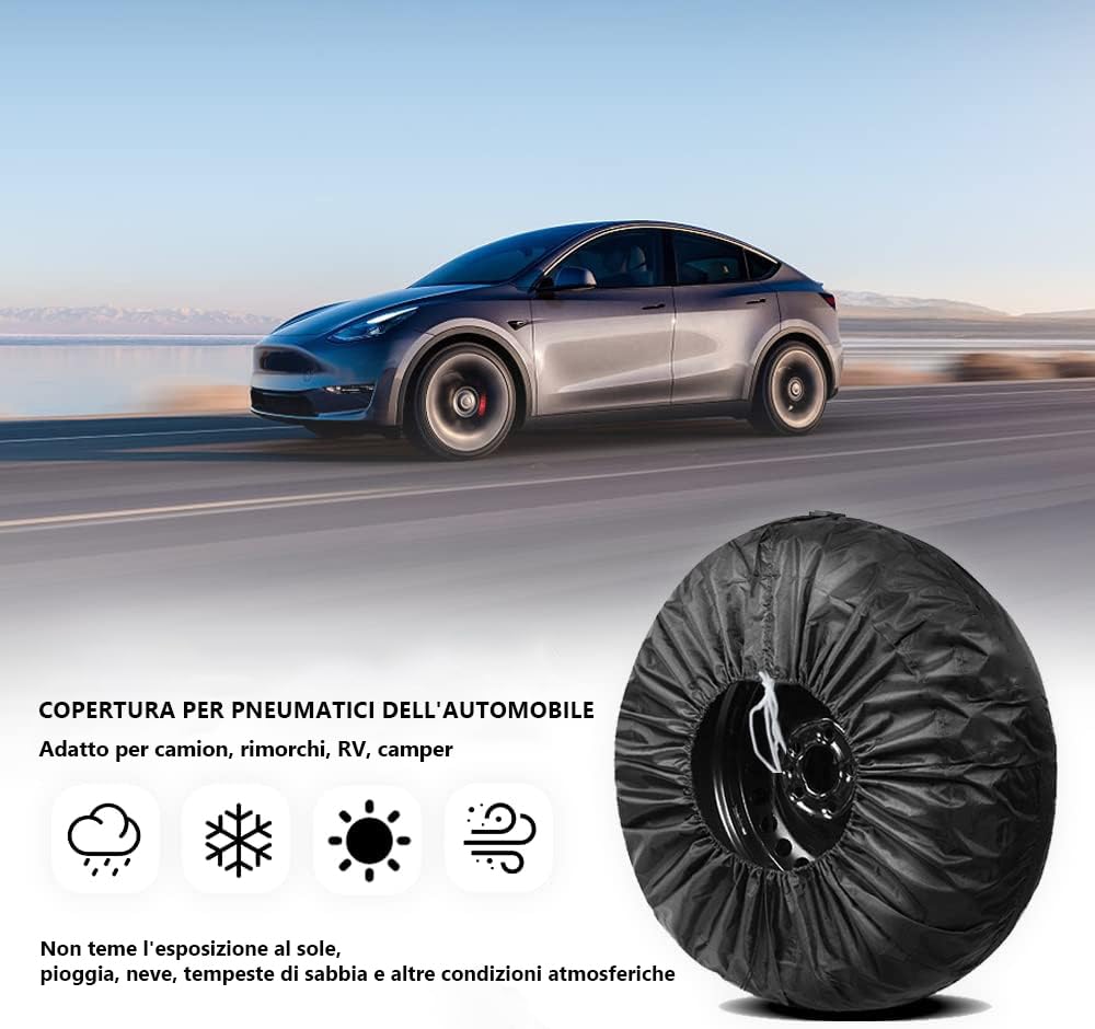 Borsa Pneumatici Auto, Copertura Della Ruota di Scorta, Copertura per Pneumatici, Copri Gomme, Auto Ruota Copertura, per Rimorchio Camper Camion SUV Auto Diametro 65 cm, Nero, con Manico