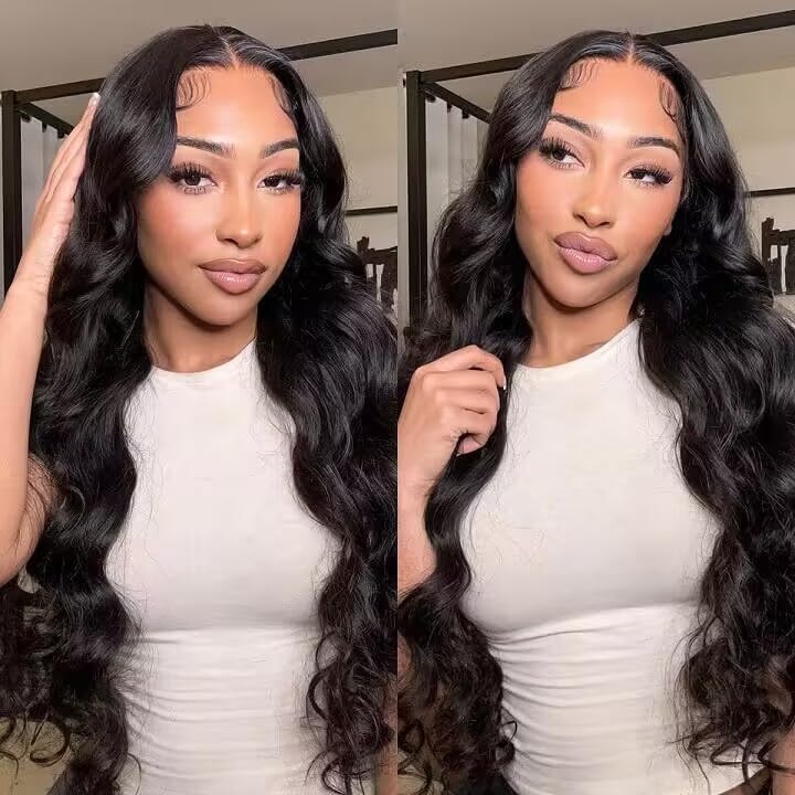 Image of 4x4 Lace Front Wigs Human Hair Pre Plucked with Baby Hair 150% Density 20 Inch Body Wave Brazilian Virgin Frontal Human Hair Wigs 4x4 Glueless HD Lace Closure Wig Human Hair for Women
