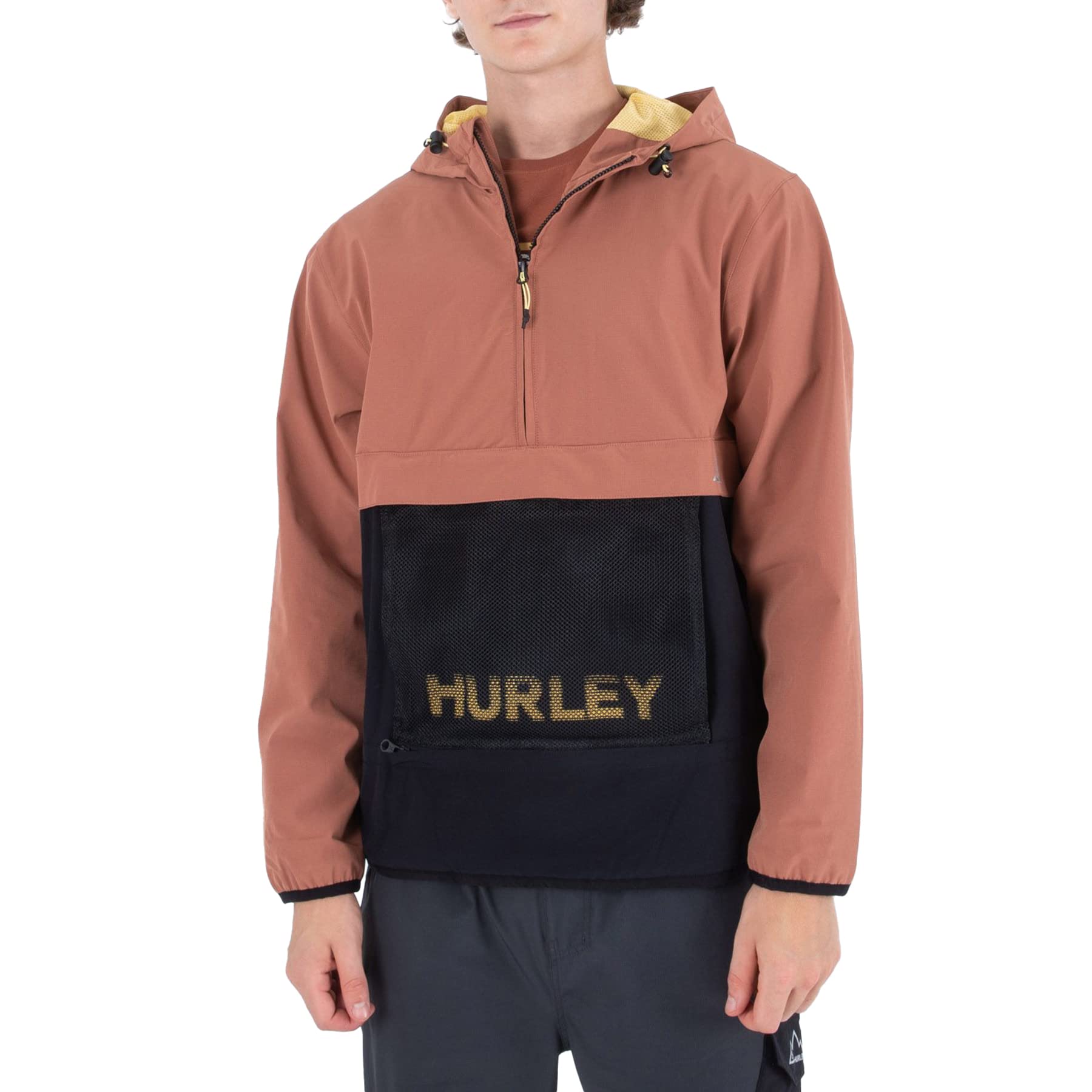 Hurley Men's Phantom+ Packable Parka Jacket, Zion Rust, XL
