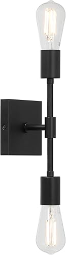 Miniatura 4 de XiNBEi Lighting Aplique de pared negro, retro 2 luces de tocador de baño con bombilla LED, apliques de baño iluminación de pared XB-W2235-2-MB-LED
