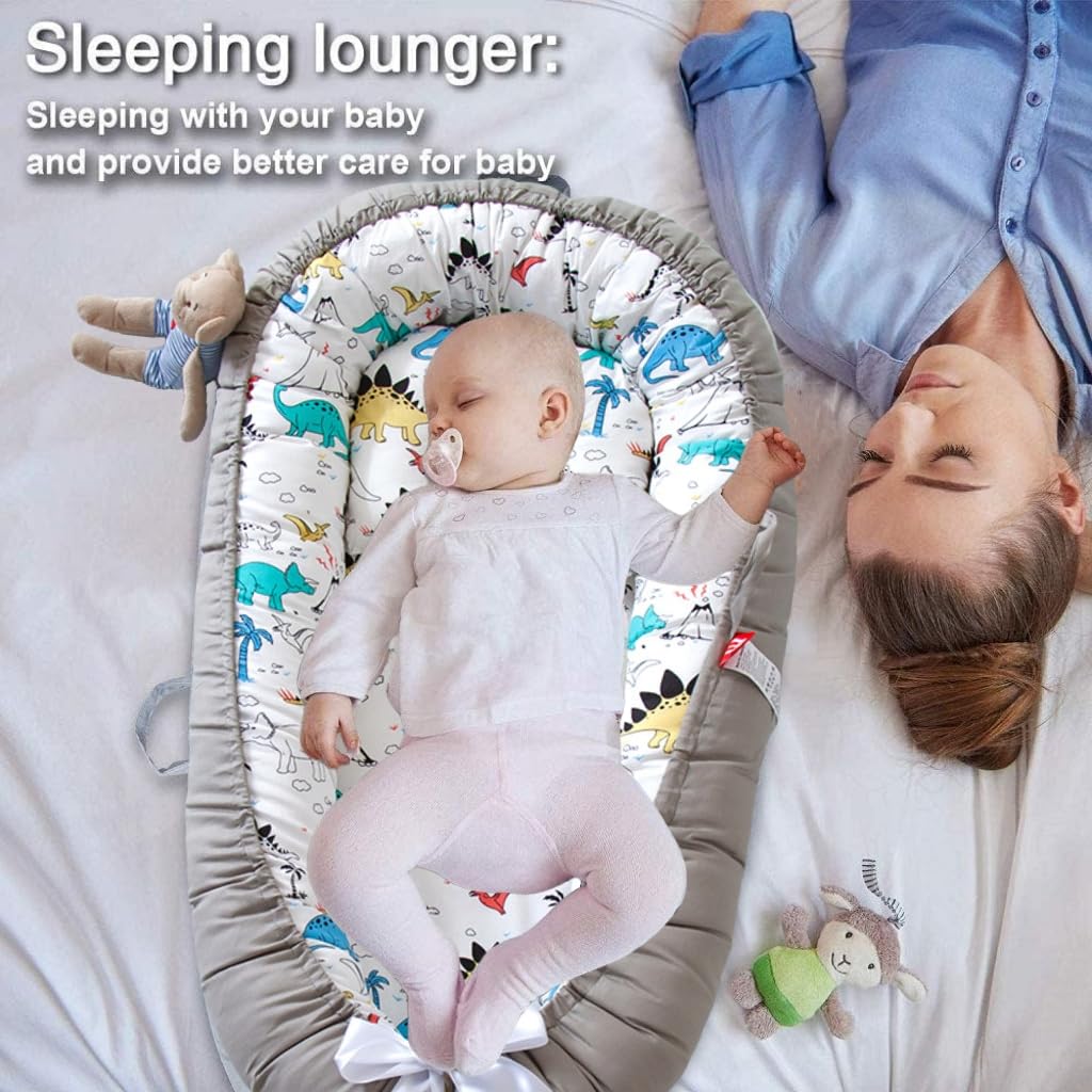 Nid de bébé pour nouveau-né, chaise longue pour bébé de 0 à 24 mois, garçons et filles, 100 % coton, respirant, amovible, transportable pour bébé, essentiels pour nouveau-né
