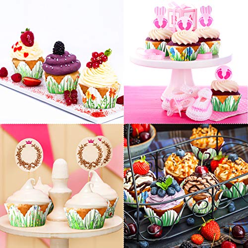 Sawysine 600 Pieces Petal Grass Shaped Cupcake Liners Spring Themed Cupcake Grass Flower Baking Cups Cupcake Wrappers Paper Wraps Muffin Case Trays For Spring Birthday Easter Party Decor #TOP6