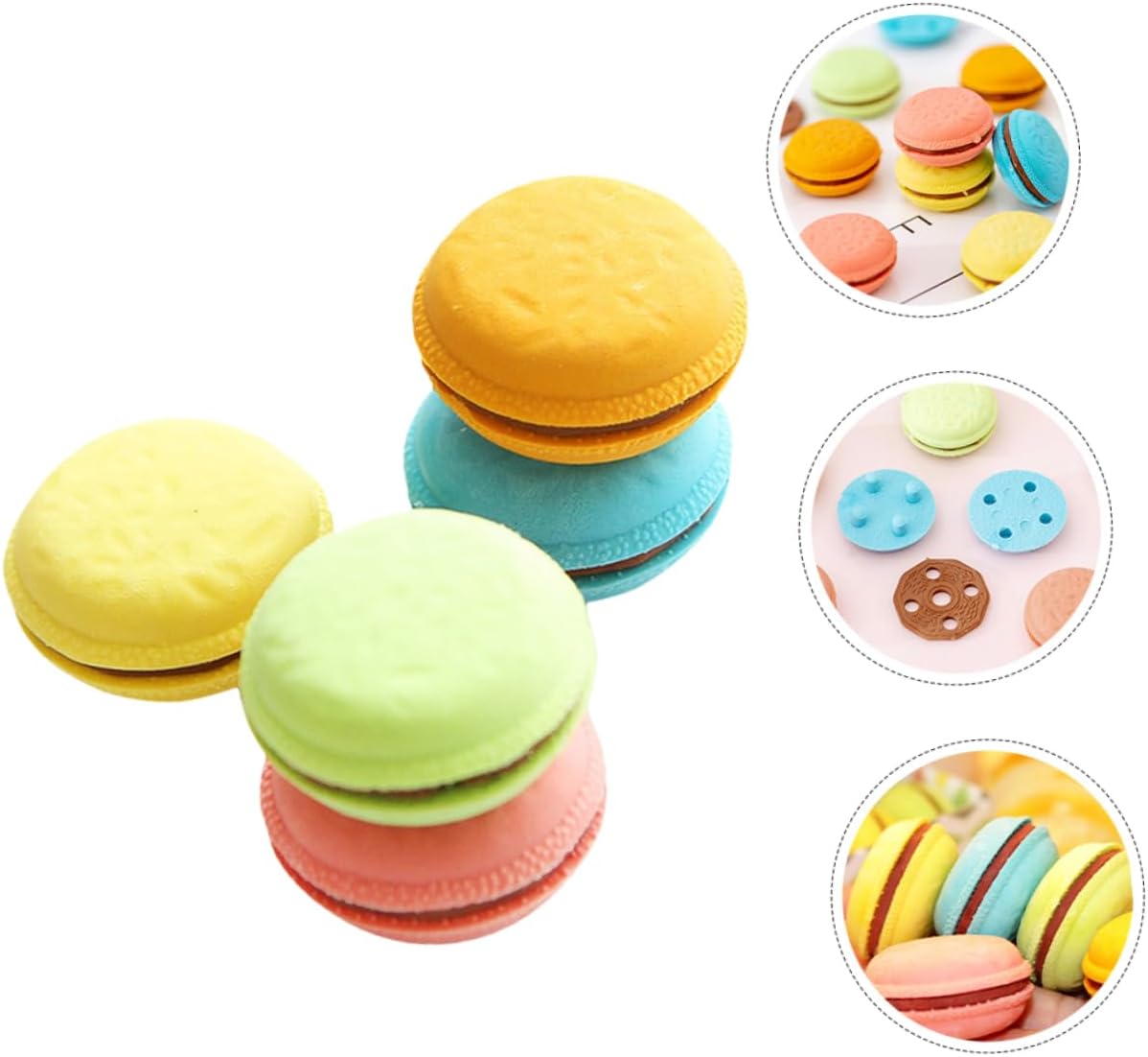 Lurrose 5 Boxes Macaron Erasers Cute Pastry Design for School Drawing Stationery Material for Students and Creative Use