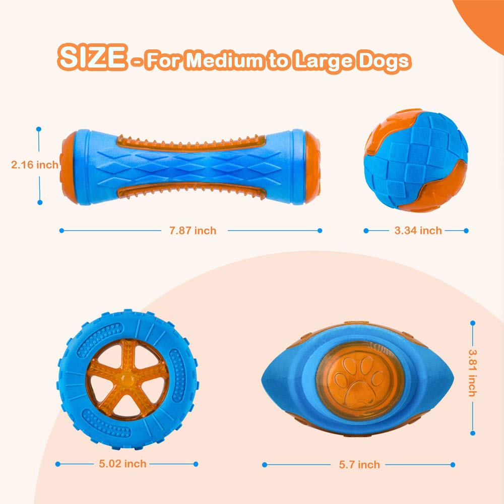 YOOGAO Pet Dog Squeaky Toys Pack 4 Pcs, for Floating Pool playing, Interactive Fetching, Beach Toy, Bule and Yellow - Image 2