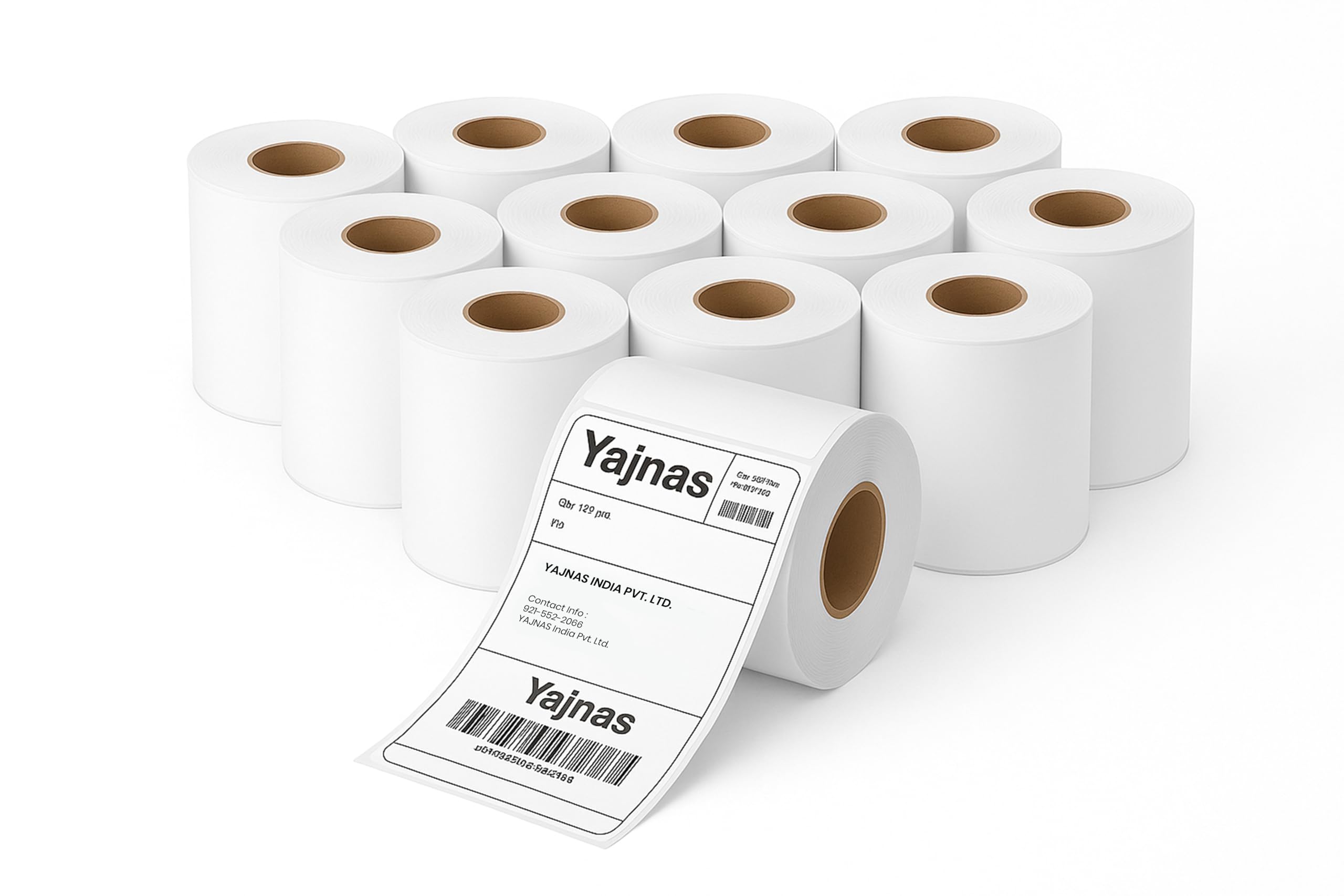 YAJNAS Lot de 12 étiquettes d'expédition thermiques directes (100 x 150 mm), rouleau d'étiquettes autocollantes pour imprimante thermique, adresses de code-barres, étiquettes de courrier de colis pour
