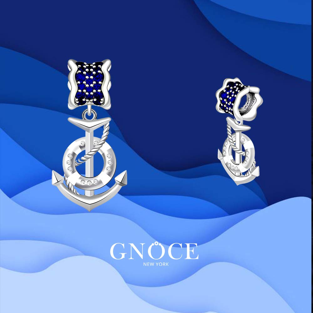 GNOCE Seaside Thema Anker Anhänger Charm 925 Sterling Silber Meine Abenteuerreise Anhänger Charms mit Zirkonia für Armbänder Halsketten Damen