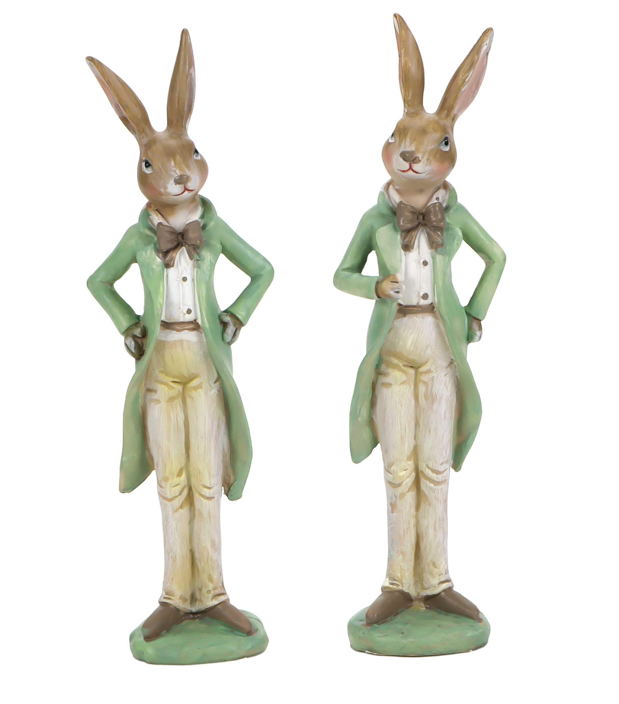 Bubble Store Hasen-Duo - 2er Set Hasen-Männer im Anzug - Osterfiguren aus Polyresin - Osterhasen Dekofigur