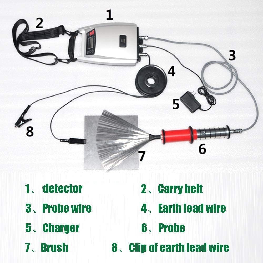 Holiday Detector Meter Tester Electric Spark Leak Detector with Thickness Measurement Range 0.05mm to 10mm Output Voltage 0.6 to 30KV for Detecting Metal Corrosion Coating Quality Tool Etc