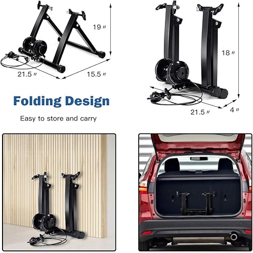 Miniatura 6 de Soporte de entrenamiento de bicicleta, soporte de bicicleta estacionario para montar en interiores, soporte magnético de acero para ruedas de 26 a