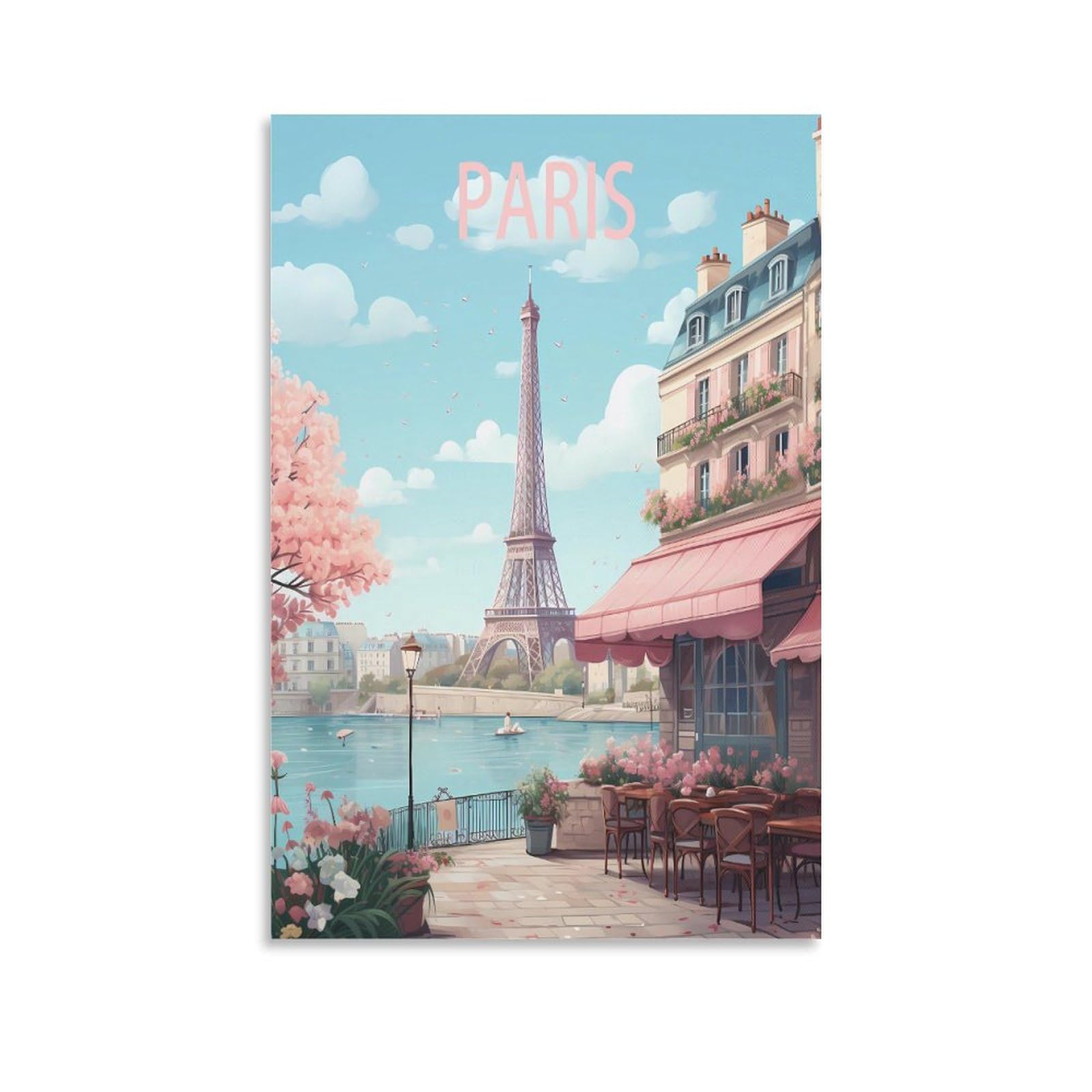 Puplum Unframe-Style Paris France Vintage Travel Poster Landscape 12X18inch(30X45cm) Canvas Wall Art Posters For Living Room Decor Paintings For Home Decor