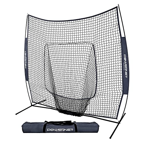 Powernet Baseball Softball Practice Net For Hitting And Throwing With 7X7 Bow Frame (Navy) #TOP13