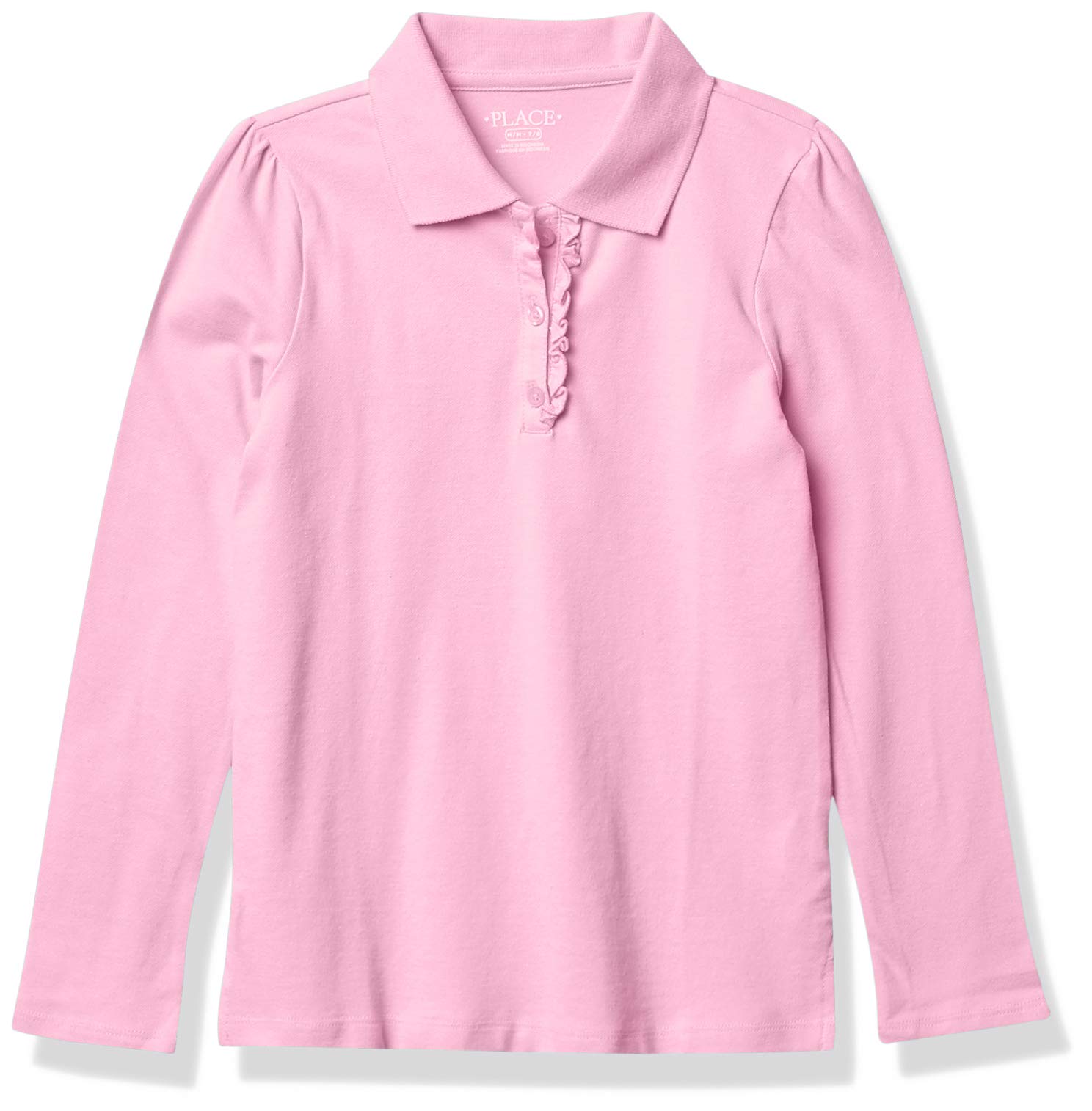 The Children's Place Girls' Uniform Long Sleeve Ruffle Pique Polo