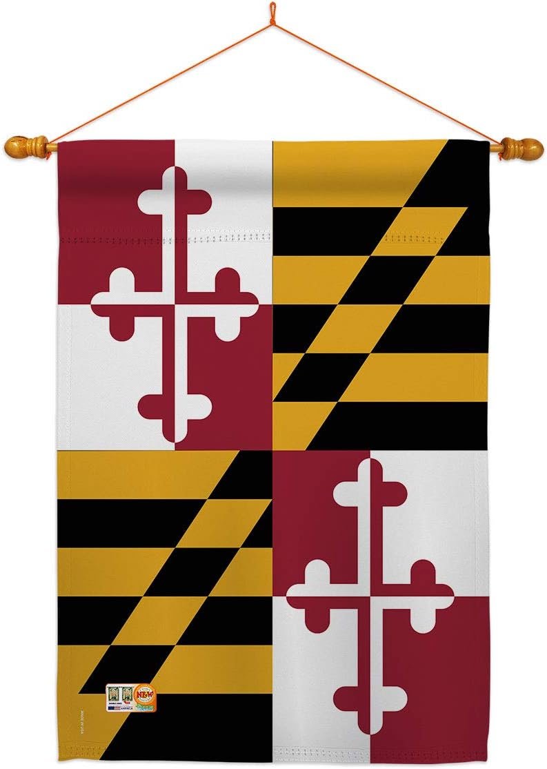 States Maryland House Flag Dowel Set Regional USA American Territories Republic Country Particular Area Small Decorative Gift Yard Banner Made In 28 X 40