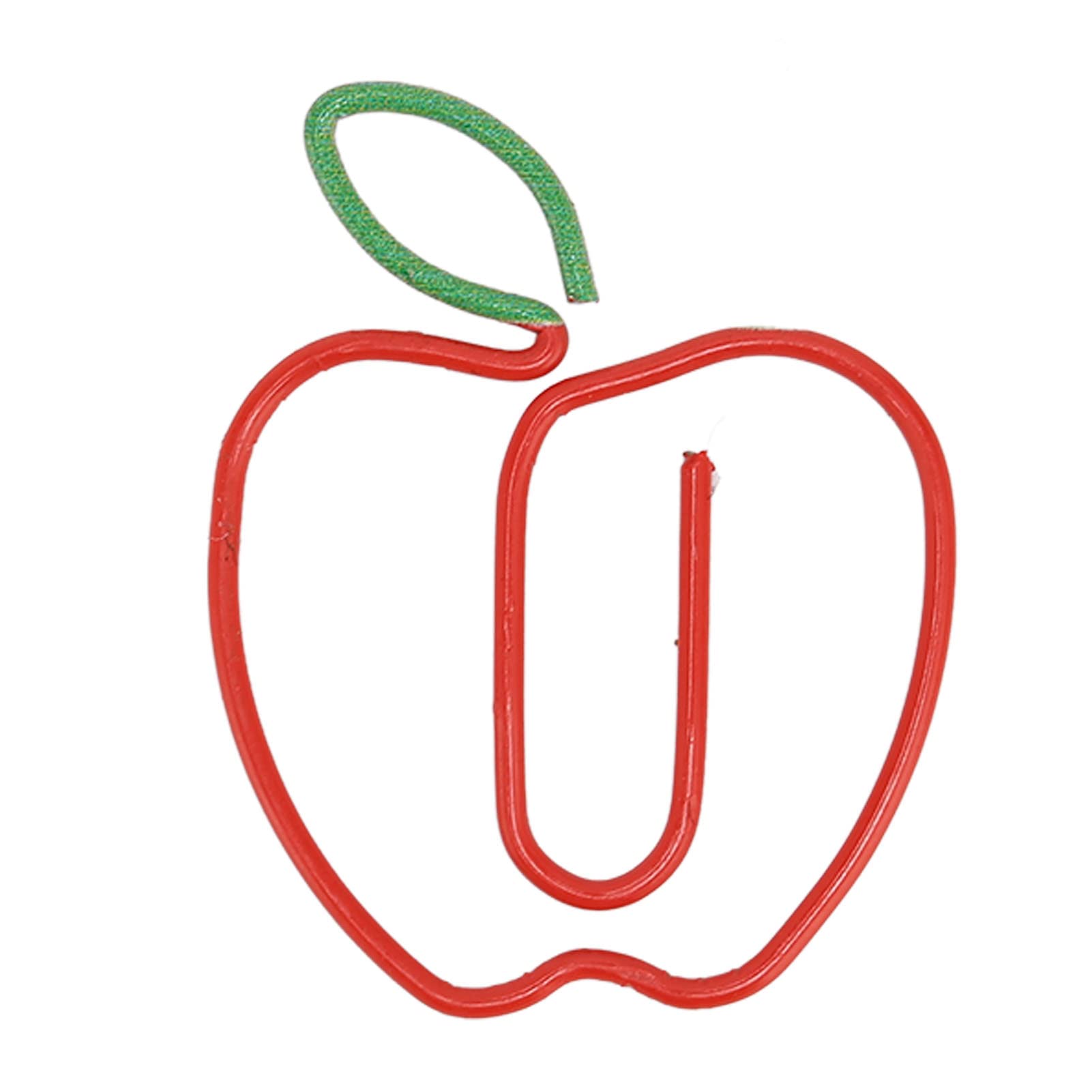 100-Pack of Apple-Shaped Paper Clips, Paper Clip Bookmarks, Clear Office Stationery Holder, Fun Storage Box, Cute Paper Clip Bookmarks