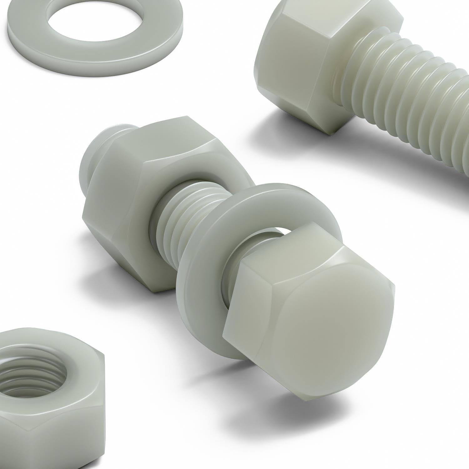 50 x Glass Filled Reinforced Nylon Hex Head M8 x 30 mm, Plastic Nuts, Bolts & Washers