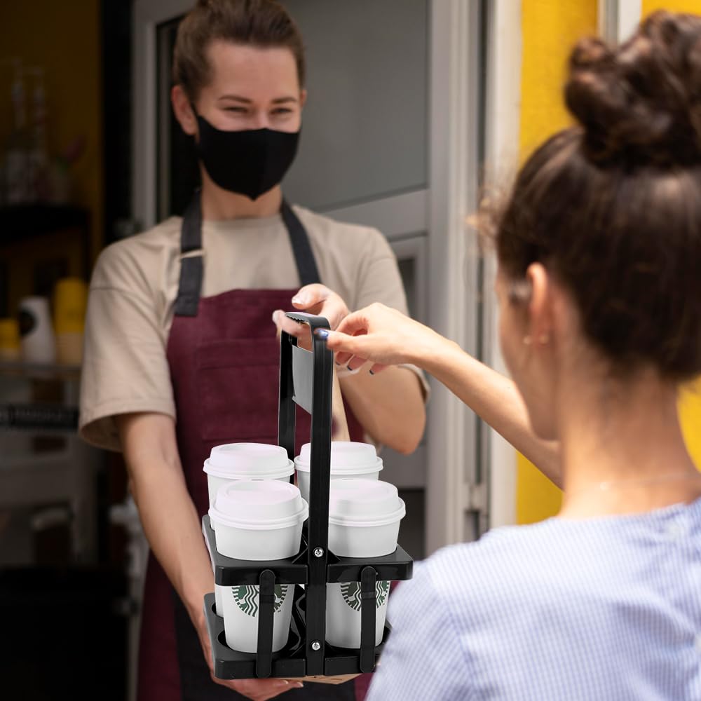 Bodaon 4 Cup Drink Carrier with Handle, Plastic Cup Carriers for Drinks, Drink Holder for Car, Take Out Delivery Drivers Accessories, Portable Foldable Reusable Mobile, Use for Food Delivery Bag - Image 5