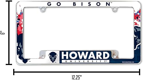 Miniatura 143 de Rico Industries Marco de matrícula estándar de la NCAA de 12 x 6 pulgadas, cromado para automóvil, camión, SUV (G-H-I-J-K escuelas)