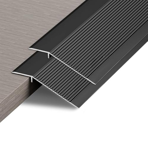 2 Stück Aluminium-Boden-Übergangsstange, Türstange, Metall-Bodenleiste für Türen, Schwellen, Fliesen, Laminat, Planken, Brücke die Höhe zwischen 10–35mm,Schwarz 0.9mx10cm