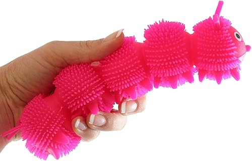 Miniatura 3 de Curious Minds Busy Bags Juego de 2 juguetes sensoriales grandes de oruga de color sólido de 8 pulgadas – Juguete táctil de 5 secciones – Bolas