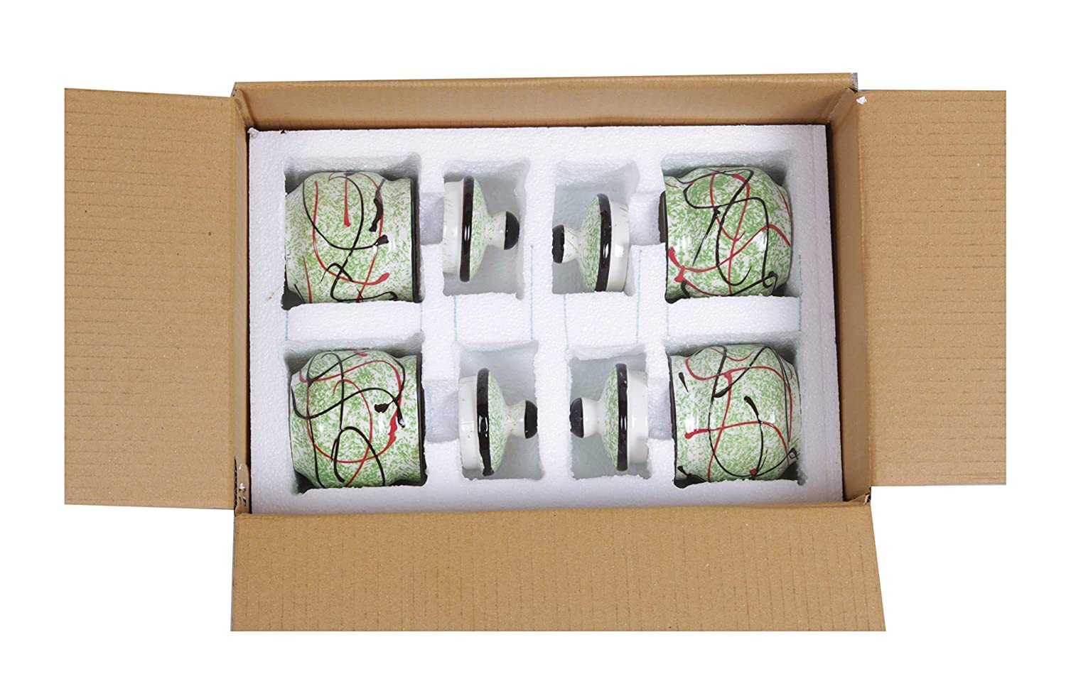 RAJ@ROYAL® Ceramic Storage Container Cainster Barni Jar with Lid & Tray for pickle Chutney Tea Sugar Salt Spices - 200 Grams storage each Set of 4, Green - Image 4 thumbnail