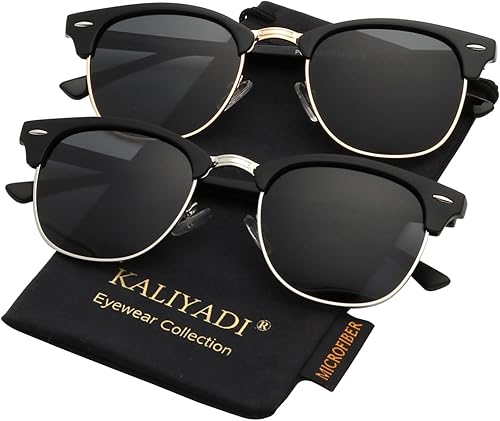 KALIYADI - Lentes de sol polarizados para conducir, de media montura, con bloqueo de rayos ultravioleta, para hombre y mujer