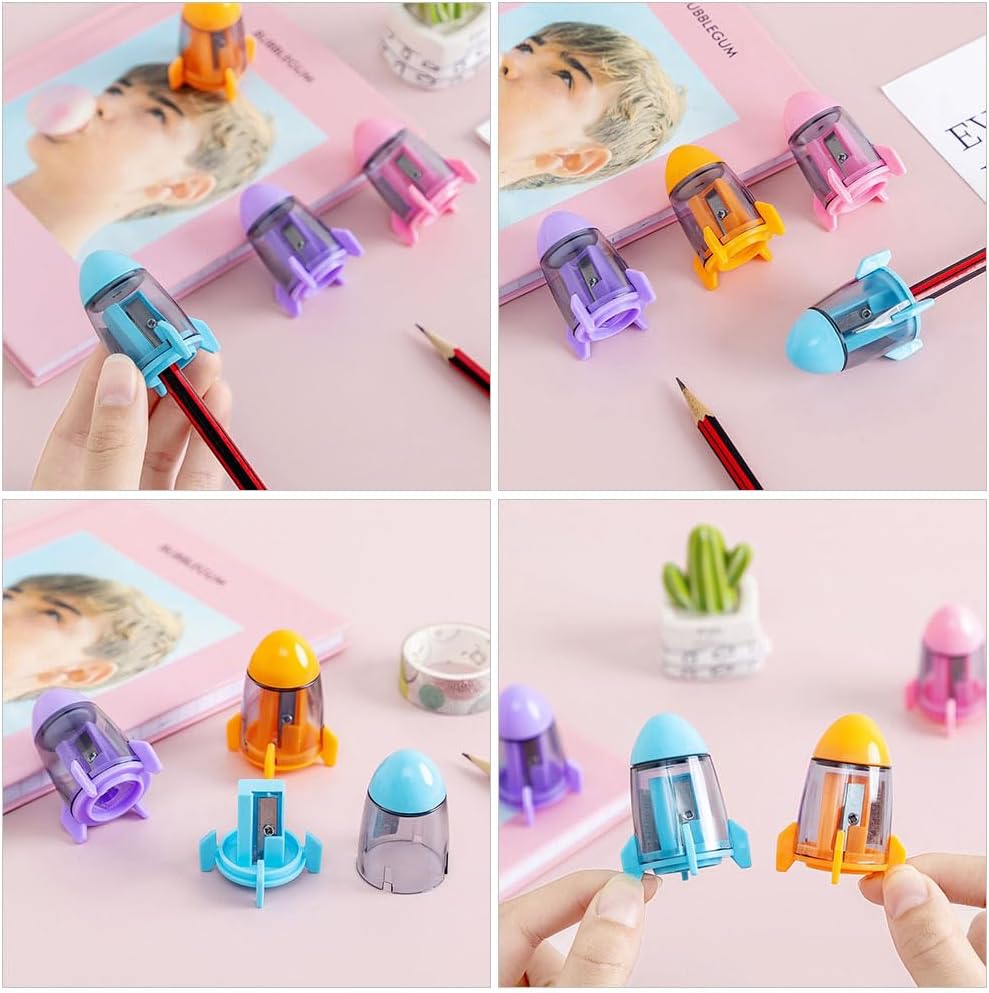 Rocket Pencil Sharpener Manual Handheld School Pencil Sharpener for Kids Classroom Use Compact 1.57 Inch Portable Single Hole Shapers
