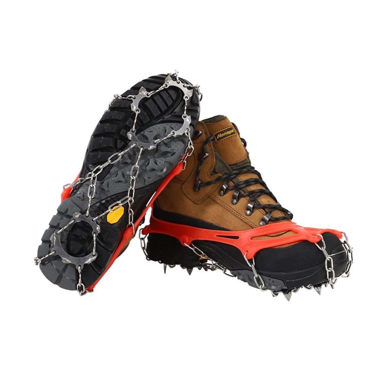 Poignées de Neige glacée, Crampons en Acier Inoxydable, Couvre l'escalade de Neige extérieure Universelle antidérapante avec 13 Chaussures à Crampons en Acier, pour la randonnée, l