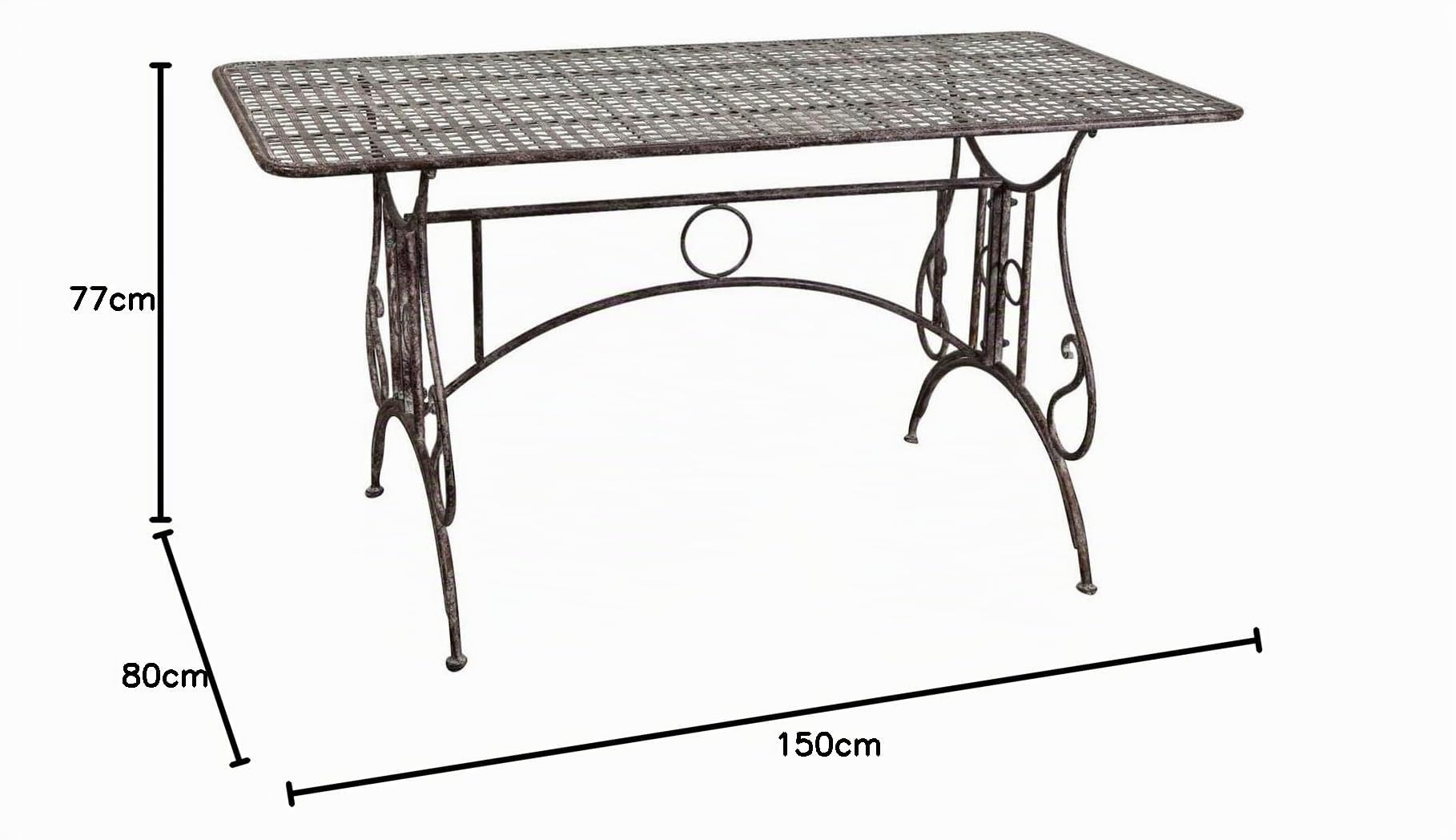Biscottini - Tavolo da balcone e Giardino 150x80x77 cm - Tavolo da Esterno in Ferro Battuto - Tavolo Giardino anticato - Tavolo da Giardino Smontabile