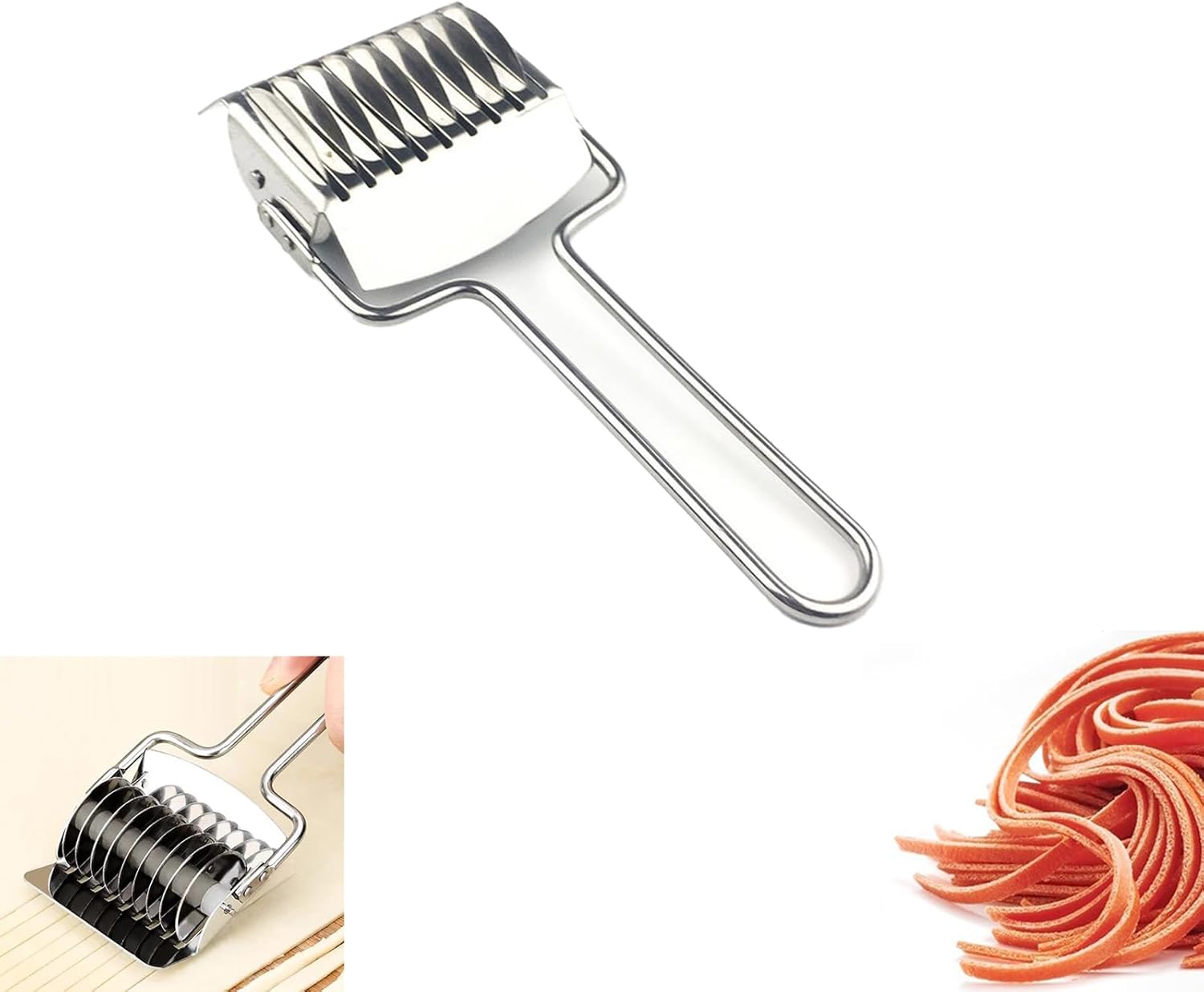 Pasta Noodle Cutter Stainless Steel Pasta Spaghetti Maker Noodle Lattice Roller Dough Cutter Masher Noodle Cutter,Non-slip comfort handle,for Kitchen Cooking Tools Pasta Noodle Cutter Stainless Steel Pasta Spaghetti Maker Noodle Lattice Roller Dough Cutter Masher Noodle Cutter,Non-slip comfort handle,for Kitchen Cooking Tools